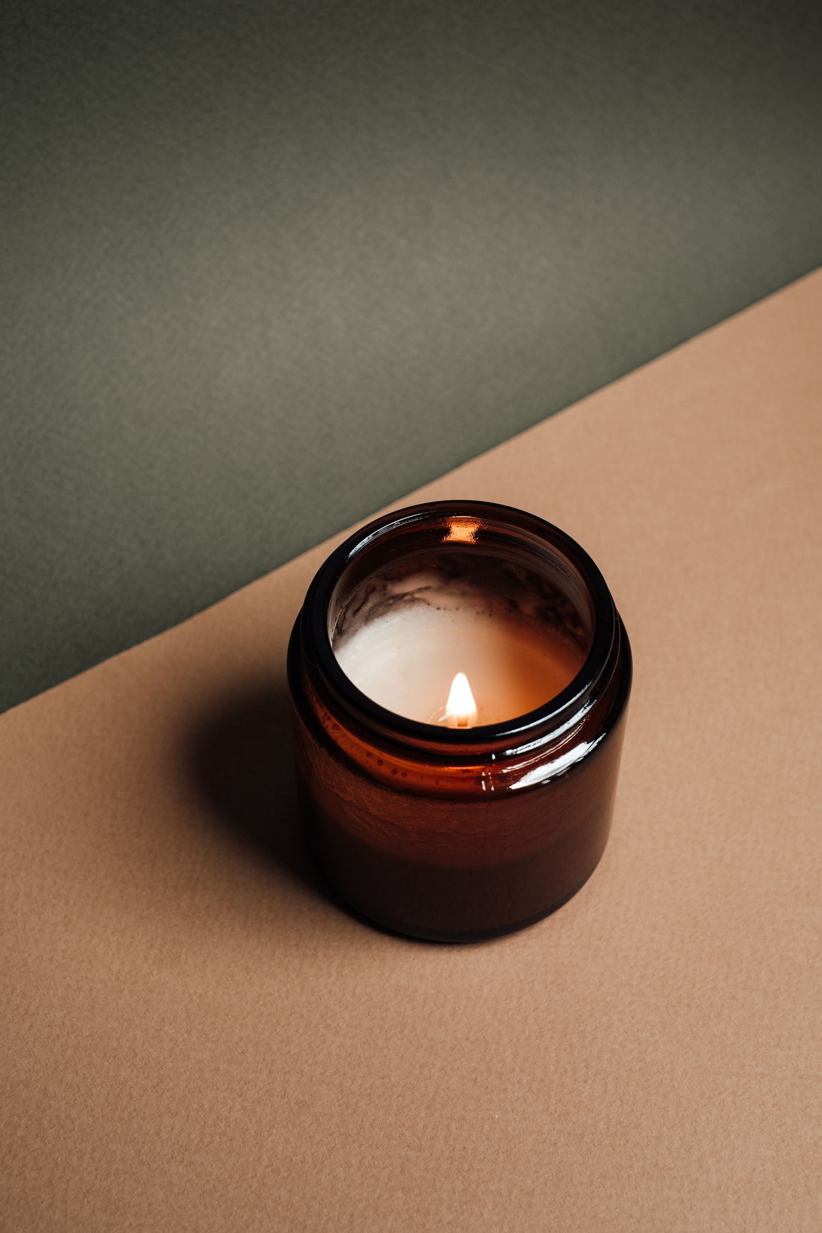 A burning scented candle